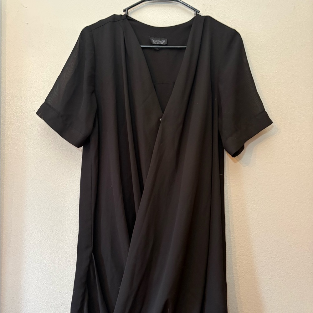 Topshop Black Midi Wrap Dress
